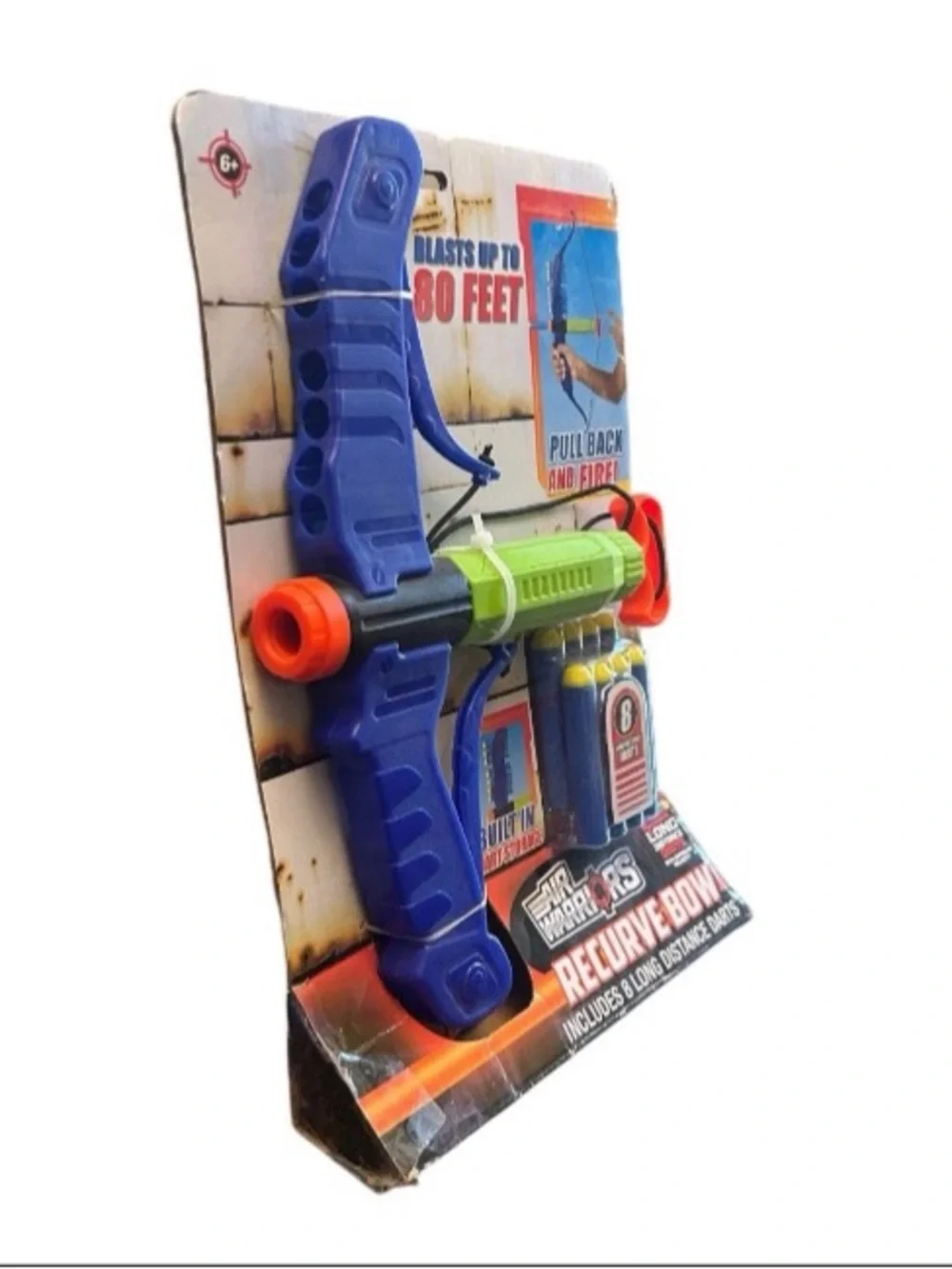Air Warriors Recurve Bow Pull Back & Fire Long Distance Dart Blast Shoots 80 FT